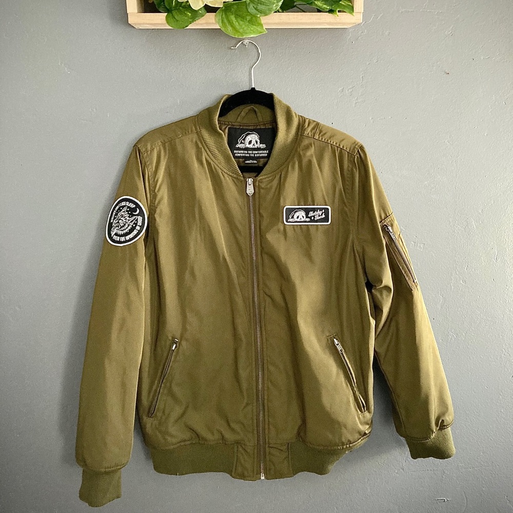 Sketchy Tank Olive Bomber Jacket Zip Up